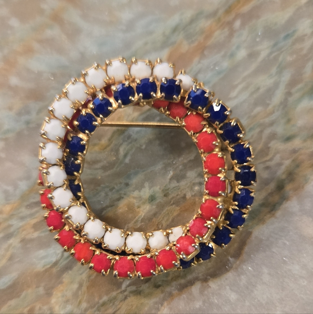 Vintage Red, White, and Blue Brooch